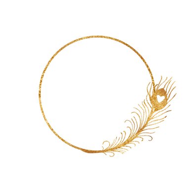 Tüylü altın geometrik çerçeveler. Düğün daveti için geometrik çokyüzlü.