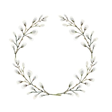 Paskalya çelengi suluboya. İzole edilmiş beyaz bir arkaplanda resim.