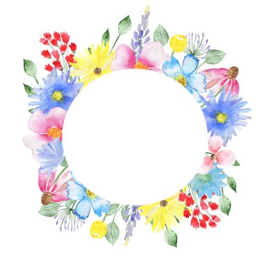 Çiçek çerçevesi. Düğün kartı. Davetiye kartı. Bir parti için tasarım. Suluboya bileşimi.