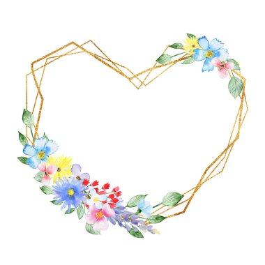 Çiçek çerçevesi. Düğün kartı. Davetiye kartı. Bir parti için tasarım. Suluboya bileşimi.