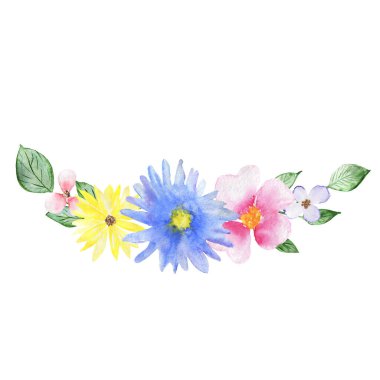 Suluboya çiçek kompozisyonu... Düğün kartı. Davetiye kartı. Bir parti için tasarım.