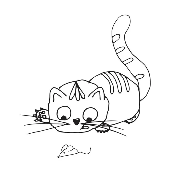 Wektor zabawny kot z kreskówki. Ilustracja dla dzieci. Druk do druku. Zwierzęta domowe. Słodki kotek. — Wektor stockowy