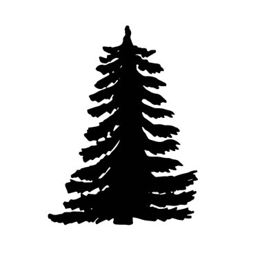 Çam ağacı. Vektör ağacı. Tebrik kartları ve selamlar için yazdır.