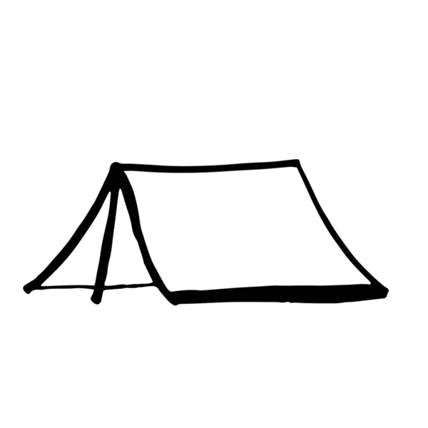 Doodle Tent Vector. Isolato su uno sfondo bianco, vettore. Stampa per una cartolina. — Vettoriale Stock