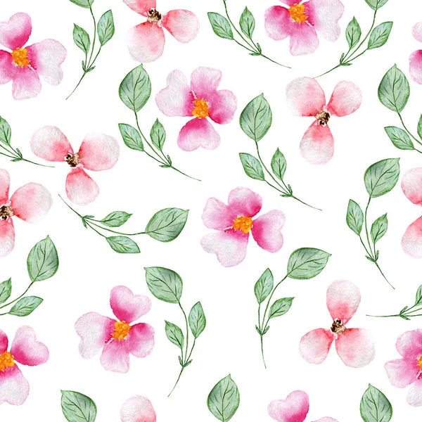 Nahtloses Blumenmuster. Aquarell Hintergrund mit Blumen. Bunte Blumen. Illustration für Stoff und Packpapier. — Stockfoto