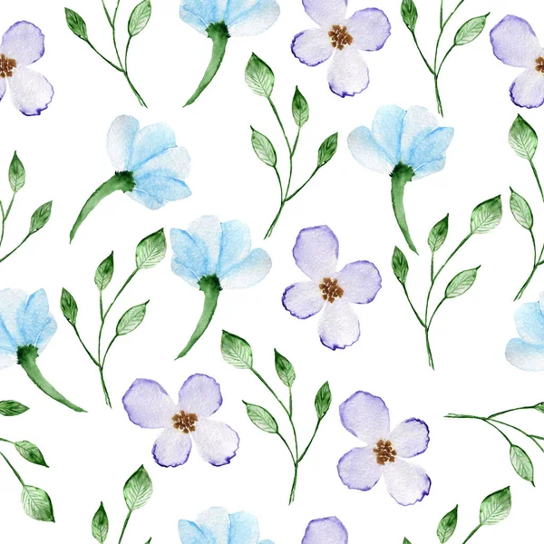 Motivo floreale senza cuciture. Sfondo ad acquerello con fiori. Fiori colorati. Illustrazione per tessuto e carta da imballaggio. — Foto Stock