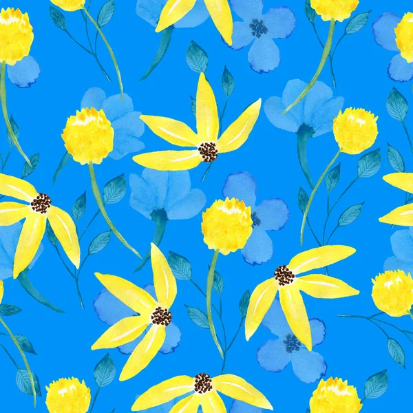 Bezešvé květinové vzory. Akvarelové pozadí s květinami. Barevné květiny. Ilustrace pro tkaniny a balicí papír. — Stock fotografie