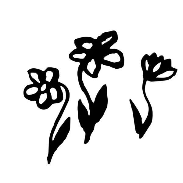 Ilustração vetorial desenhada à mão da flor florescente. Elemento de design de logotipo para coleção de verão. — Vetor de Stock