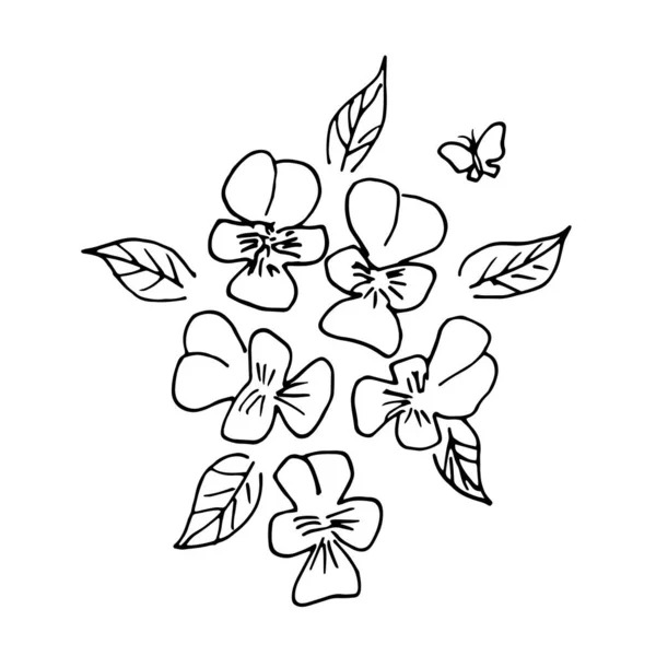 Ilustración vectorial dibujada a mano de flor en flor. Elemento de diseño del logotipo para la colección de verano. — Archivo Imágenes Vectoriales