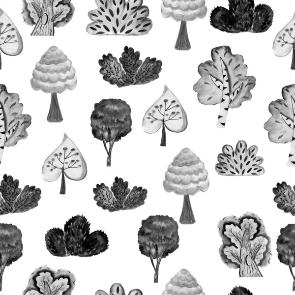 Watercolor pattern trees. Seamless forest. Design element for collection. Elements for the design. — Stockfoto
