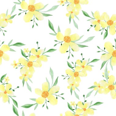 Çiçekler ve yapraklarla kusursuz desen. Elle çizilmiş. Duvar kağıdı ya da kumaş için çiçek deseni. Çiçekler ve yapraklar. Doku arkaplanı.