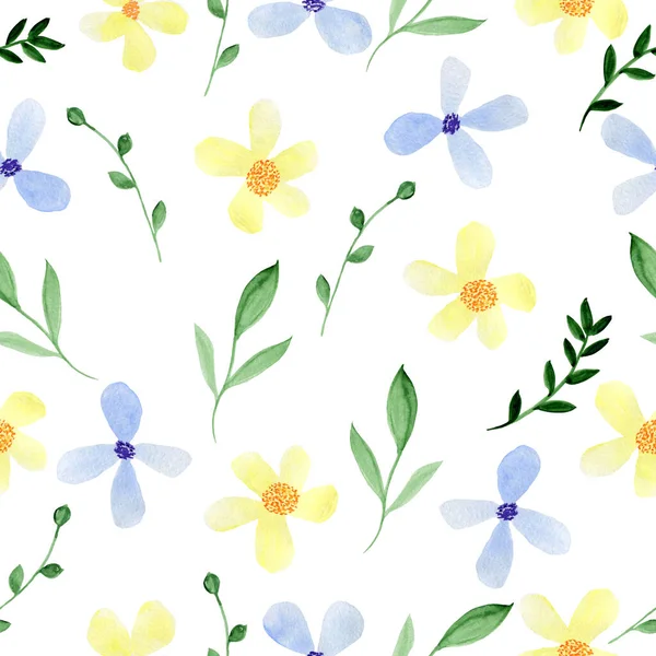 꽃 과 잎사귀가 있는 무미건조 한 무늬. 손으로 그린 거야. 벽지나 직물을 위한 꽃무늬. 꽃 과 잎. 텍스처 배경. — 스톡 사진