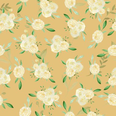 Çiçekler ve yapraklarla kusursuz desen. Elle çizilmiş. Duvar kağıdı ya da kumaş için çiçek deseni. Çiçekler ve yapraklar. Doku arkaplanı.