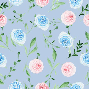 Çiçekler ve yapraklarla kusursuz desen. Elle çizilmiş. Duvar kağıdı ya da kumaş için çiçek deseni. Çiçekler ve yapraklar. Doku arkaplanı.