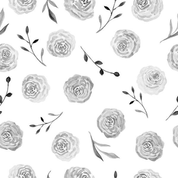 Patrón sin costuras con flores y hojas. Dibujado a mano. Patrón floral para papel pintado o tela. Flores y hojas. Textura de fondo. — Foto de Stock