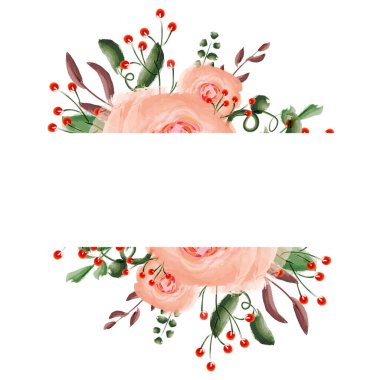 Çiçek aranjmanı. Çerçeveler. Davetiyeler, kartpostallar, afişler, posterler. Baskı için tasarım. Tatil illüstrasyonu. Tasarım ögeleri.