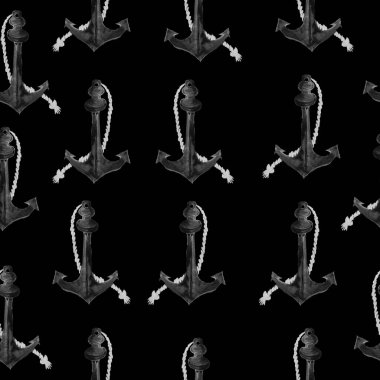 Çapalı bir korsan setinin kusursuz arkaplan çizimi. Baskı için bir illüstrasyon. Tişört için parmak izi. Bir parti için örnek. Çocuk tatili için dekor..