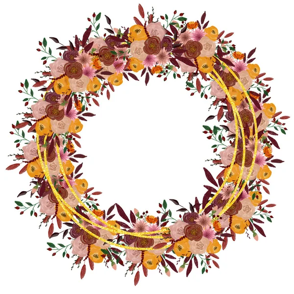 Sonbahar çerçevesi. Dekorasyon için kompozisyon. Tasarım ve dekorasyon için çiçekler. Kartpostal ve davetiye çiziyorum. Doğum günü. - Okul. Düğün tasarım elementi.