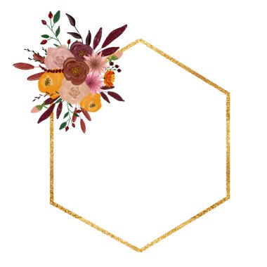 Sonbahar altın çerçevesi. Dekorasyon için kompozisyon. Tasarım ve dekorasyon için çiçekler. Kartpostal ve davetiye çiziyorum. Doğum günü. - Okul. Düğün tasarım elementi.