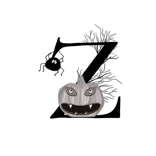 Alfabeto de Halloween com a letra Z. Design para cartões de felicitações, feriados, festas e convites. Desenho para impressão no Halloween. Decoração para o interior. — Fotografia de Stock