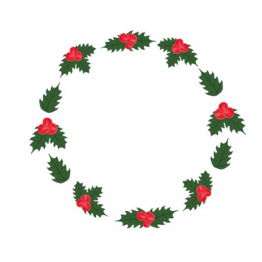 Noel çelengi. Tebrik kartı için bir unsur. Bir davetiye kartı. Dekorasyon için tasarım. Tatil partisi. Yazdırma çizimi. Kutlama Kompozisyonu.