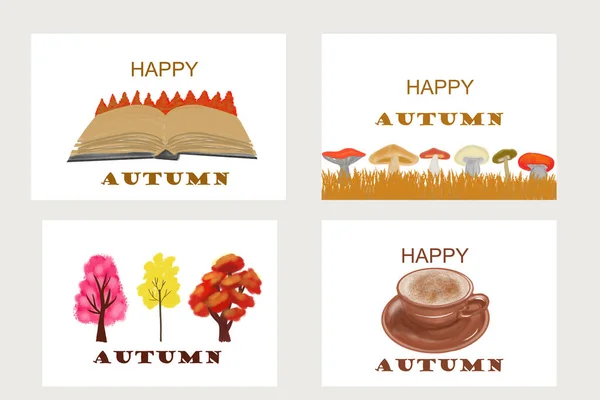 Herbst-Grußkarten, Hochzeitseinladungen, Grußkarten, Postkarten. Design für einen Urlaub. Eine Illustration für den Druck. Herbstliche Komposition. — Stockfoto