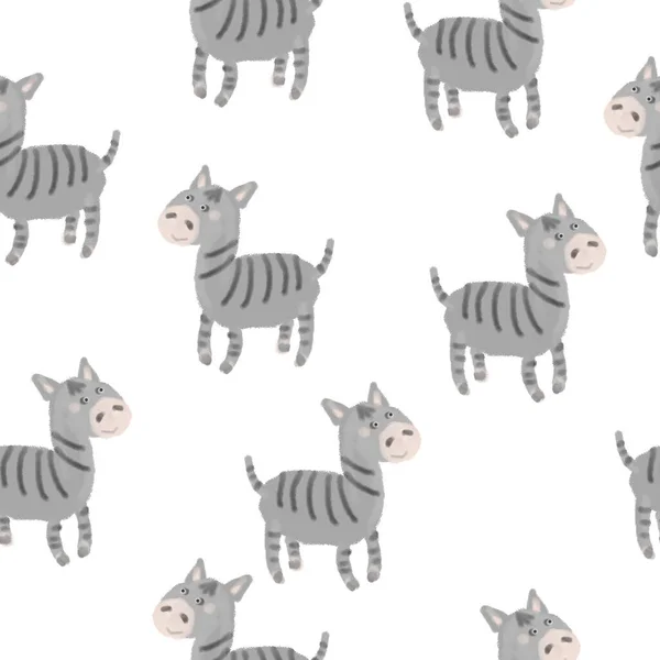 Padrão de zebra sem costura. Design para umas férias. Impressão para papel de embrulho. Uma ilustração para impressão. Composição das crianças. Textura para tecido e papel. — Fotografia de Stock