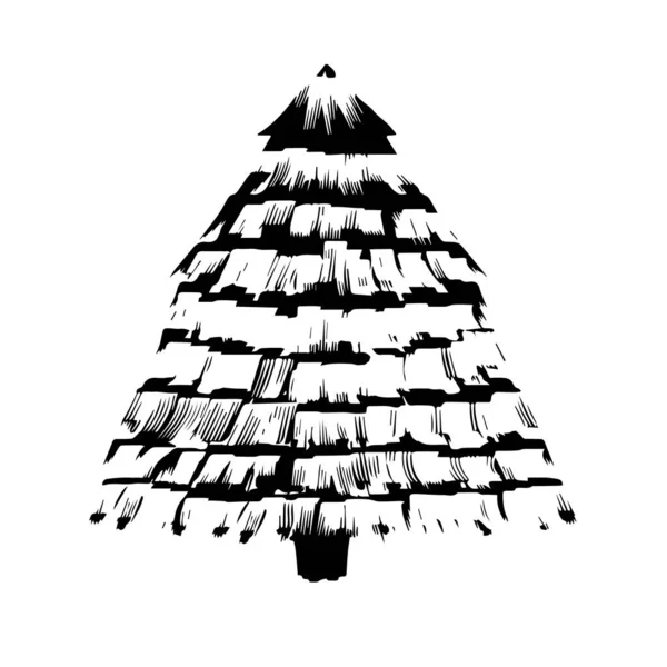 Julgran. En prydnad för dekoration. Ett element att gratulera. Ett träd för design. Vektorillustration. En festlig teckning. — Stock vektor