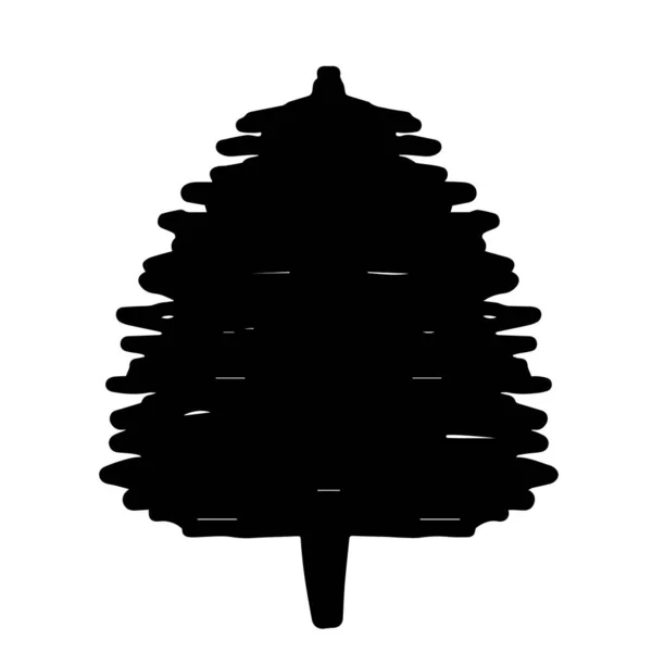 Kerstboom. Een sieraad voor decoratie. Een felicitatie-element. Een boom voor ontwerp. Vector illustratie. Een feestelijke tekening. — Stockvector