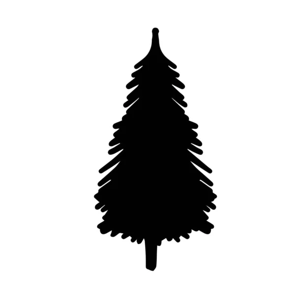 Árbol de Navidad. Un adorno para la decoración. Un elemento de felicitación. Un árbol de diseño. Ilustración vectorial. Un dibujo festivo. — Vector de stock