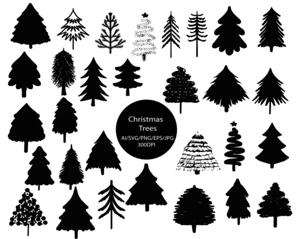 Noel ağaçları. Dekorasyon için bir süs. Tebrik için bir unsur. Tasarım için bir ağaç. Vektör çizimi. Bir festival çizimi..