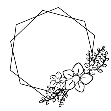 Vektör çiçek çerçevesi. Süs için. Tebrik için bir unsur. Baskı için resim. Şenlikli çizim.