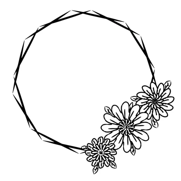 Vektör çiçek çerçevesi. Süs için. Tebrik için bir unsur. Baskı için resim. Şenlikli çizim.