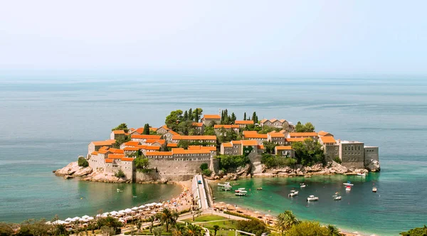 Isla Sveti Stefan Ciudad Vieja Montenegro Mar Adriático — Foto de Stock