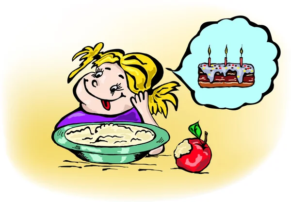 Küçük kız onu pelte yemek