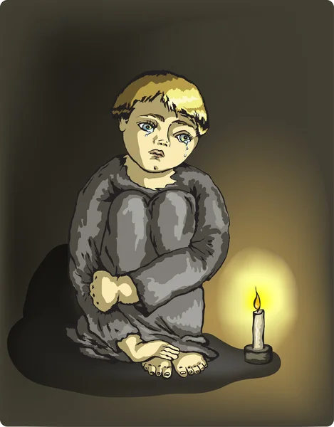 Üzgün yalnız ağlayan çocuk