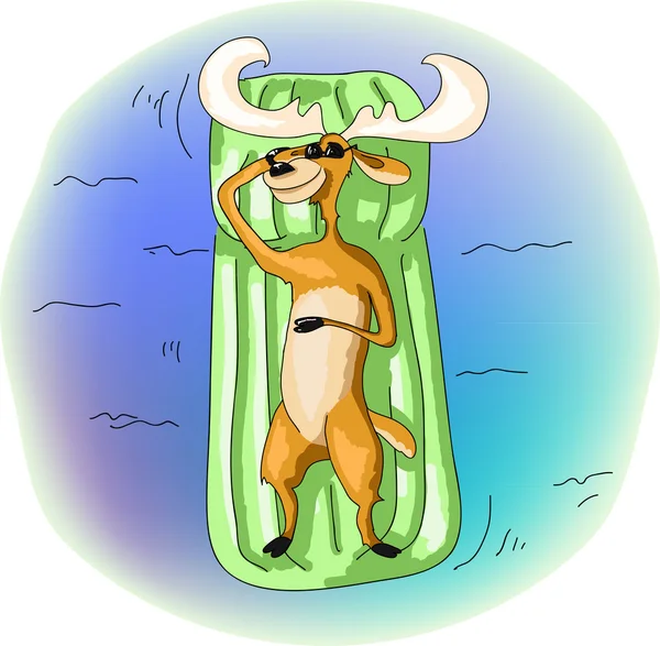 Yüzme havuzunda hava yatağı geyik gülümseyen istirahat