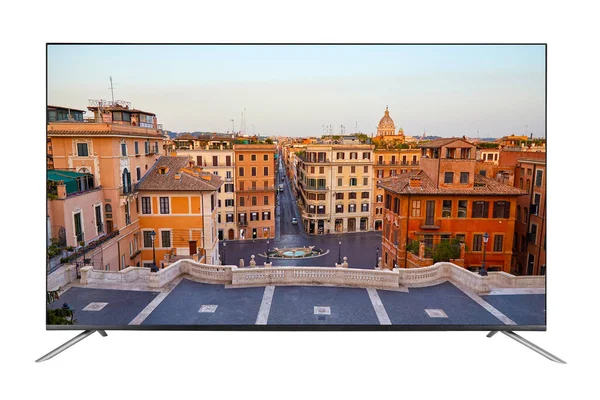 Moderne Met Uitzicht Rome Vanaf Spaanse Trappen Geïsoleerd Witte Achtergrond — Stockfoto
