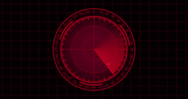 Високотехнологічний Червоний Радар Інтерфейсу Футуристичний Навігаційний Монітор Hud Звуковий Екран — стокове відео