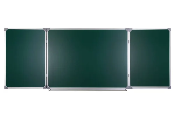 Zielona Tablica Kredowa Aluminiowej Ramie Izolowana Białym Tle Kontekst Szkoły — Zdjęcie stockowe