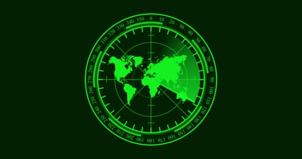 Futurisztikus Hud Navigációs Monitor Animációja Hud Radar Térképe Világ Észlelt — Stock videók
