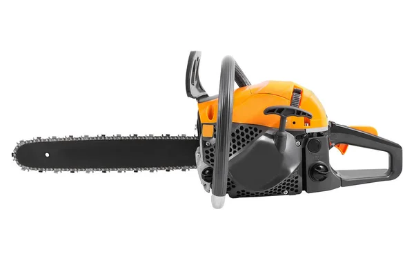 Petrol Chainsaw Side View Isolated White Background Gasoline Chain Saw — Stock Photo, Image