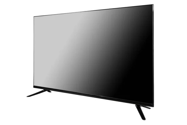 Moderner Leerer Monitor Mit Schwarzem Breitbildfernseher Auf Weißem Isoliertem Hintergrund — Stockfoto