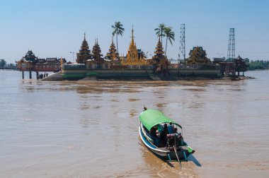 Thanlyin, Myanmar - February 20, 2014: Yele Paya, the floating p clipart