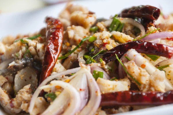 Gehakt varkensvlees pittige salade met kruid — Stockfoto