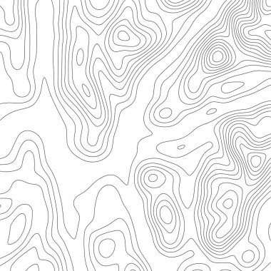 Soyut Topografik Contour Harita Şablonu. Siyah dairelerin ve beyaz arkaplandaki çizgilerin soyut bileşimi. EPS10 Vektör illüstrasyonu