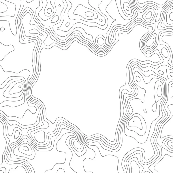 Resumen Plantilla Mapa Contorno Topográfico Composición Abstracta Círculos Negros Líneas — Vector de stock