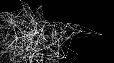 Teknoloji karanlık arka plan. Işık resmi yanılsaması. Bağlantı yapı çizgileri ve noktalar. 3d oluşturma.