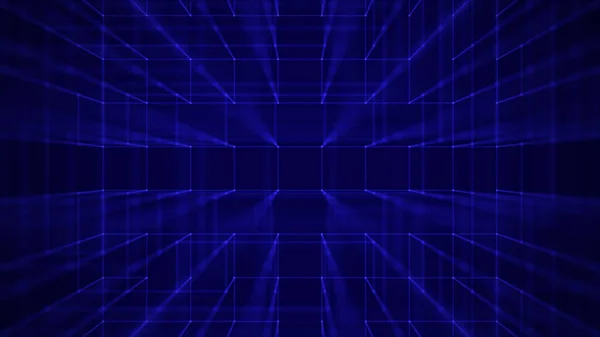 Virtual Technology Background Raster Version Composition Blue Cubes Connection Structure — Stock Photo, Image