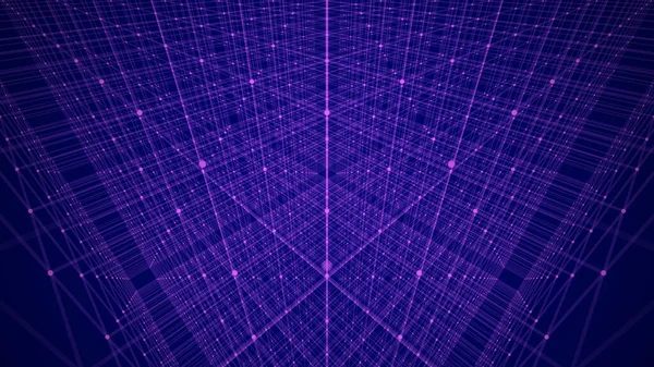 Abstract Futuristic Illustration Polygonal Surface Structure Purple Dots Lines Blue — Stock Photo, Image